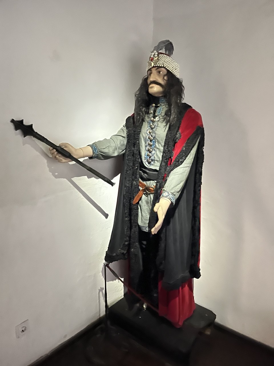 Wax figure of Vlad the Impaler in a castle room